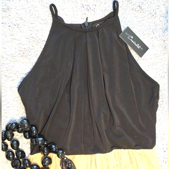 Beautiful long dress black and beige gold size S New with Tag - Picture 8 of 8